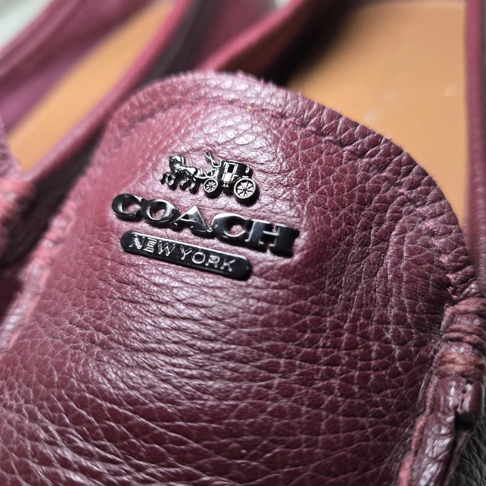Coach Womens Marley Driver Loafer Burgundy Size 8 Leather Comfy Preppy Old Money - Picture 2 of 13